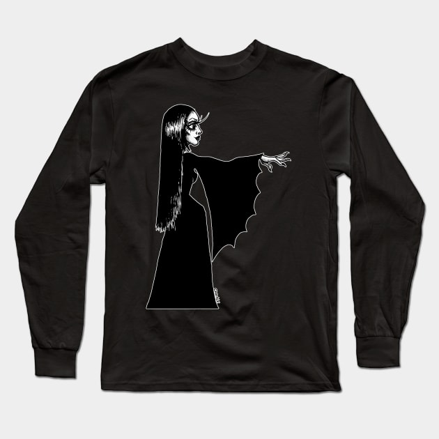 Vampire Queen Long Sleeve T-Shirt by Jan Grackle